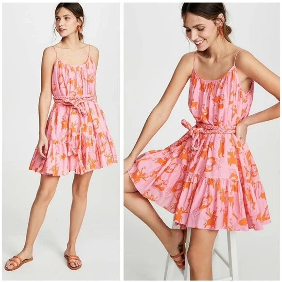 RHODE | Dresses | Rhode Resort Nala Printed Cotton Mini Dress Pink And  Orange Size Large | Poshmark